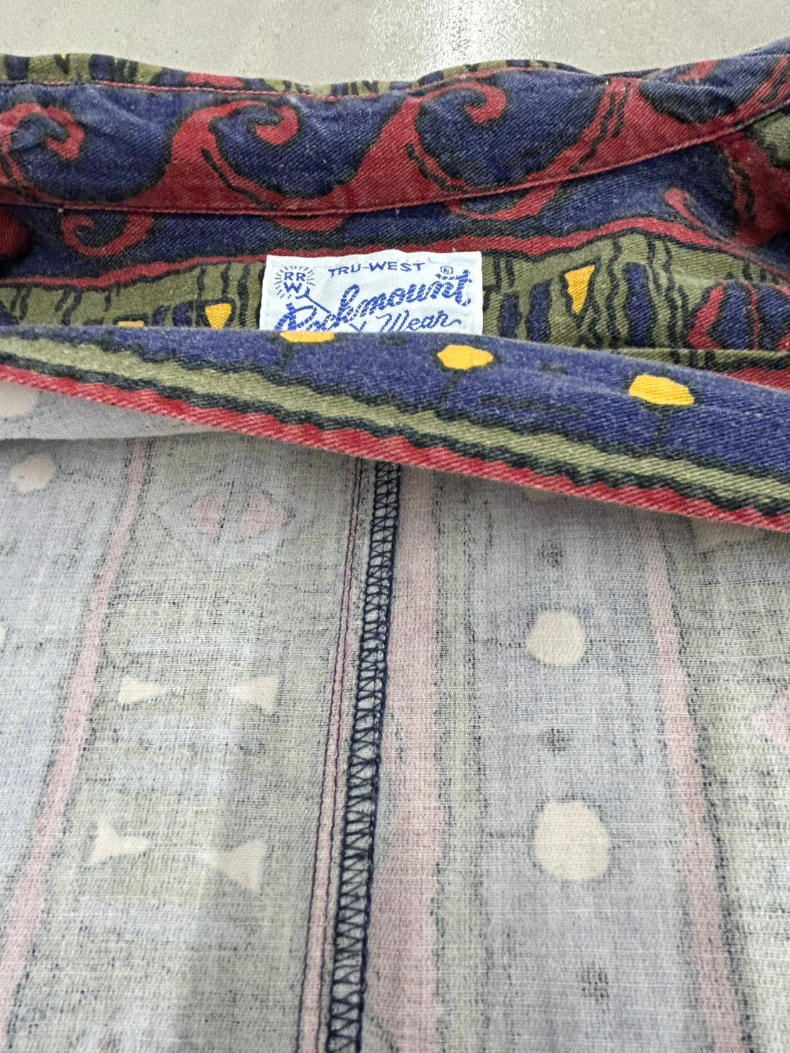 【USED】80’s-90’s ROCKMOUNT ロックマウント AZTEC NATIVE柄 ウエスタンシャツ