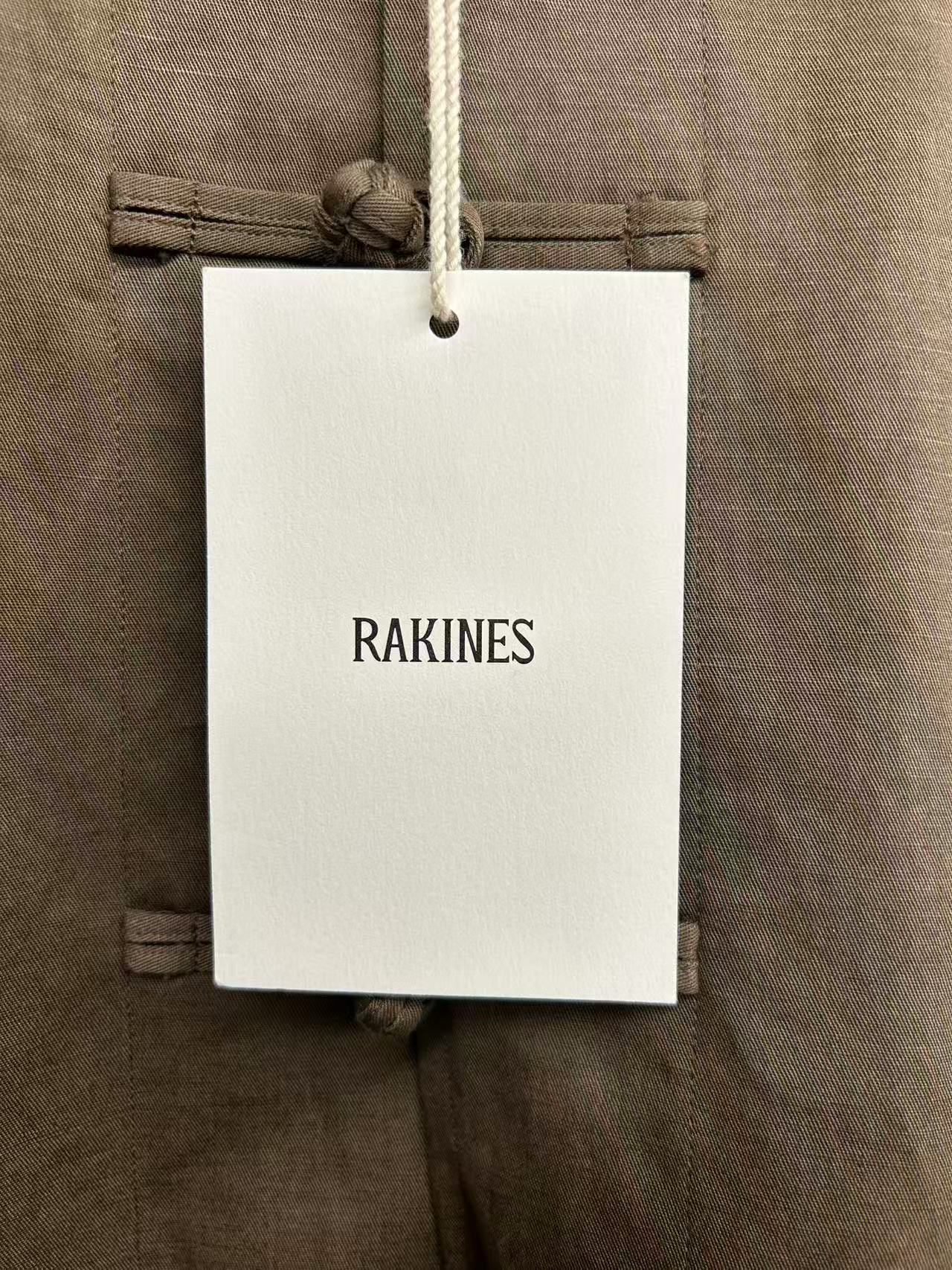 【新品未使用】RAKINES C/L Twill-French china blouson ラキネス コットンリネン ツイル フレンチ チャイナ ブラウス MADE IN JAPAN サイズ2 定価¥42,900