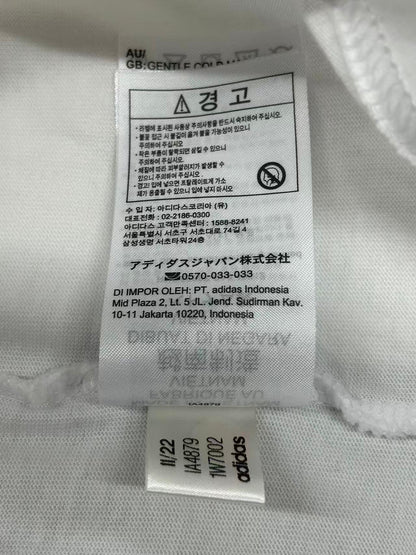 【USED】REMAKE adidas ラグラン ロングスリーブ Tシャツ　ロンT　袖レース　ホワイト　サイズM