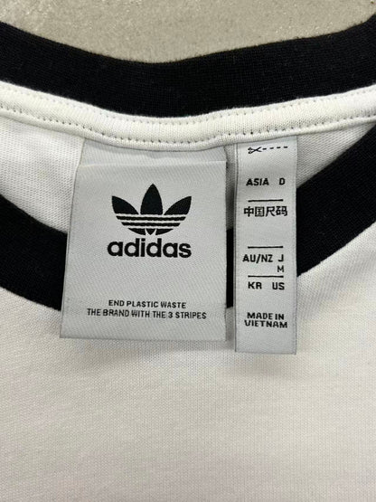【USED】REMAKE adidas ラグラン ロングスリーブ Tシャツ　ロンT　袖レース　ホワイト　サイズM