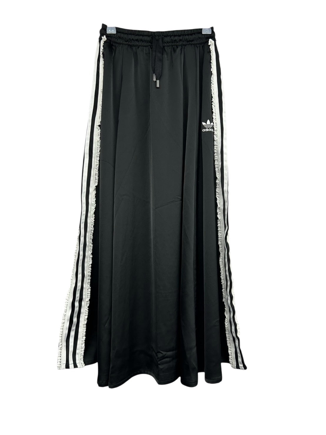【USED】REMAKE adidas フレア ロングスカート　フレアスカート　脇レース　ブラック　サイズXS