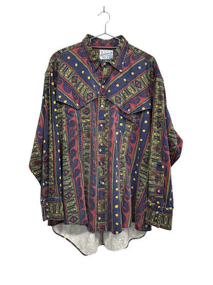 【USED】80’s－90’s　ROCKMOUNT　ロックマウント　AZTEC NATIVE柄　ウエスタンシャツ