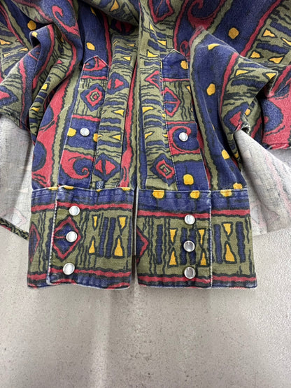 【USED】80’s－90’s　ROCKMOUNT　ロックマウント　AZTEC NATIVE柄　ウエスタンシャツ