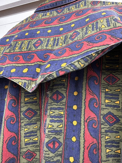 【USED】80’s－90’s　ROCKMOUNT　ロックマウント　AZTEC NATIVE柄　ウエスタンシャツ