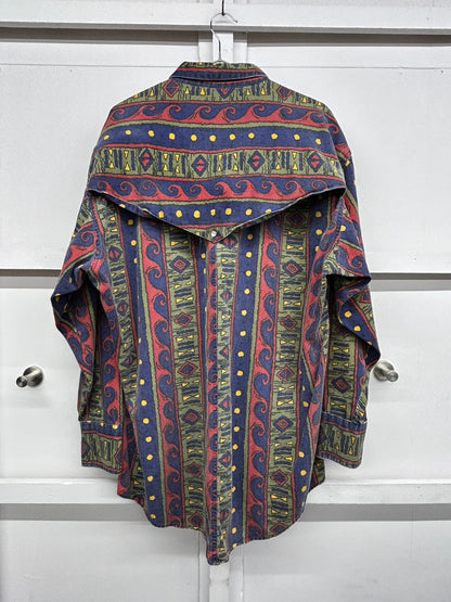 【USED】80’s－90’s　ROCKMOUNT　ロックマウント　AZTEC NATIVE柄　ウエスタンシャツ
