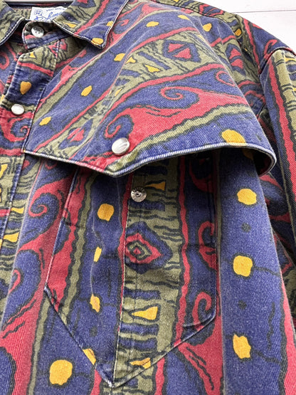 【USED】80’s－90’s　ROCKMOUNT　ロックマウント　AZTEC NATIVE柄　ウエスタンシャツ