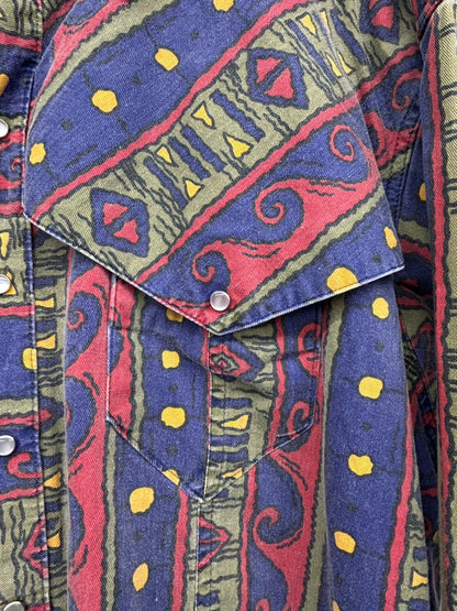 【USED】80’s－90’s　ROCKMOUNT　ロックマウント　AZTEC NATIVE柄　ウエスタンシャツ