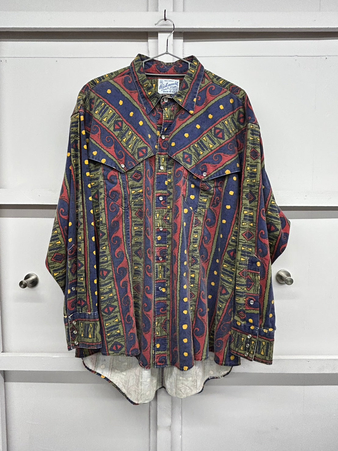 【USED】80’s－90’s　ROCKMOUNT　ロックマウント　AZTEC NATIVE柄　ウエスタンシャツ