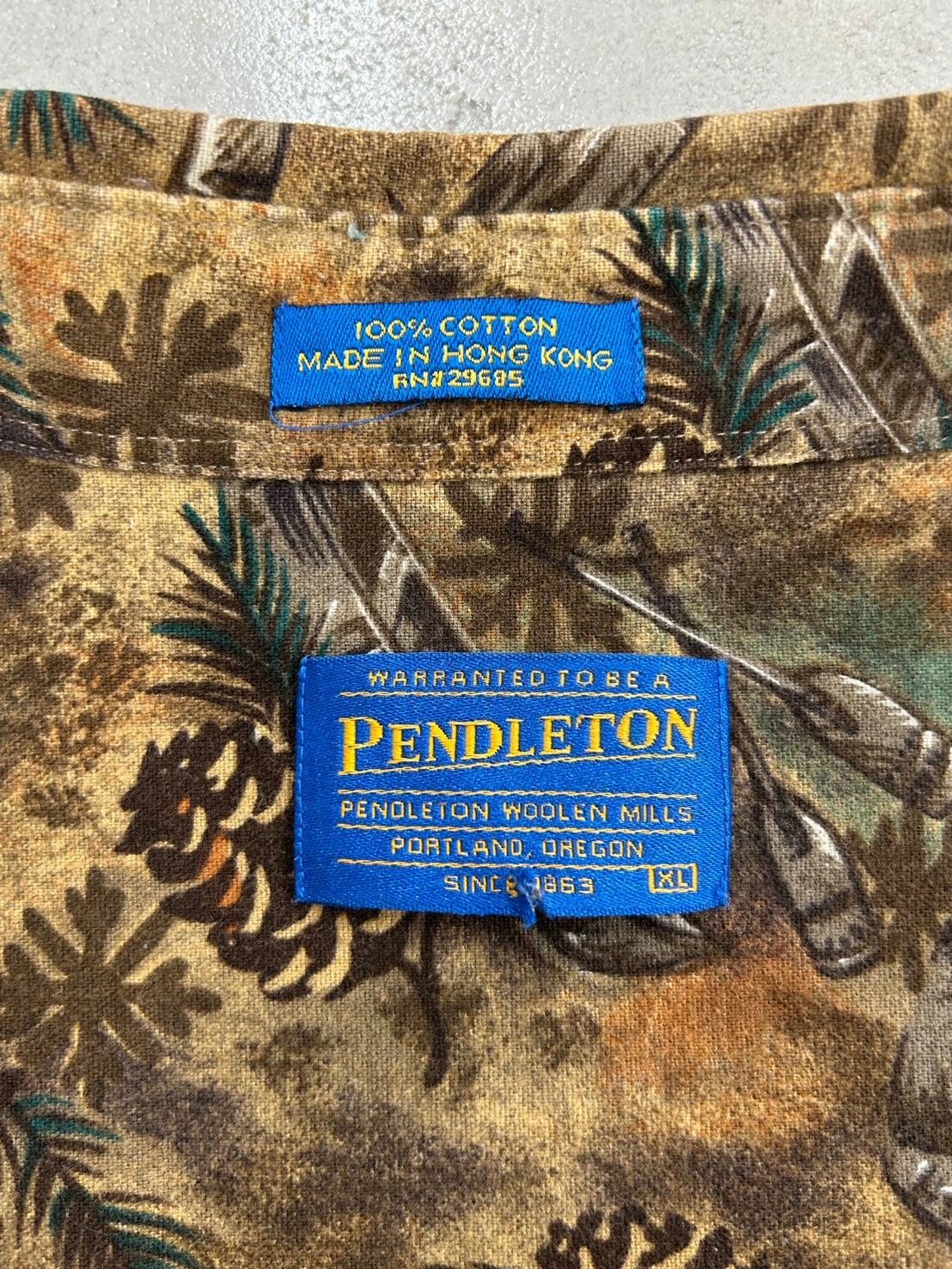【USED】90’s PENDLETON 総柄コットンシャツ 微起毛 サイズXL