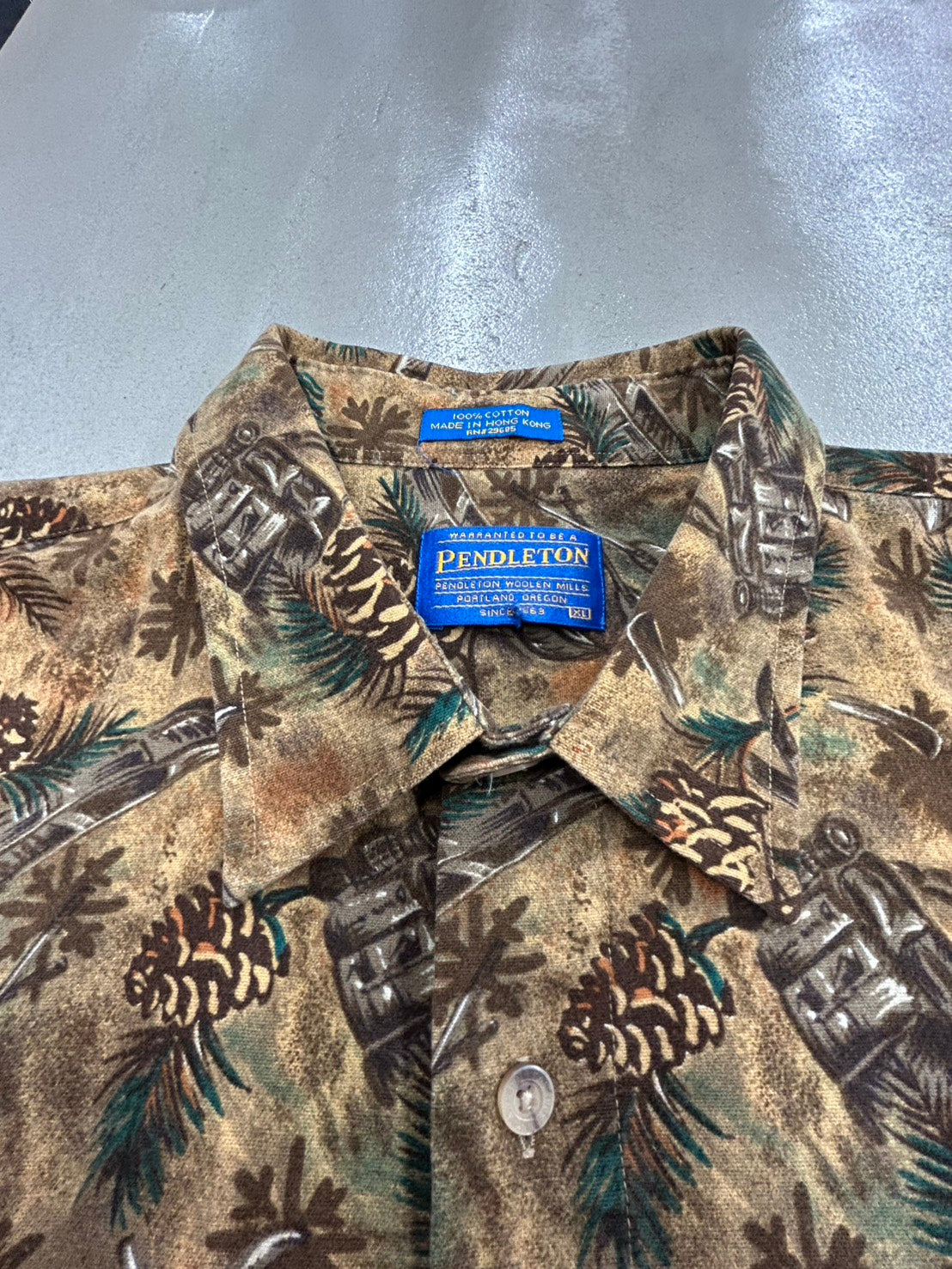 【USED】90’s PENDLETON 総柄コットンシャツ 微起毛 サイズXL