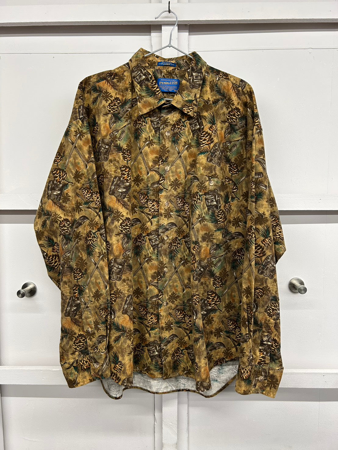 【USED】90’s PENDLETON 総柄コットンシャツ 微起毛 サイズXL