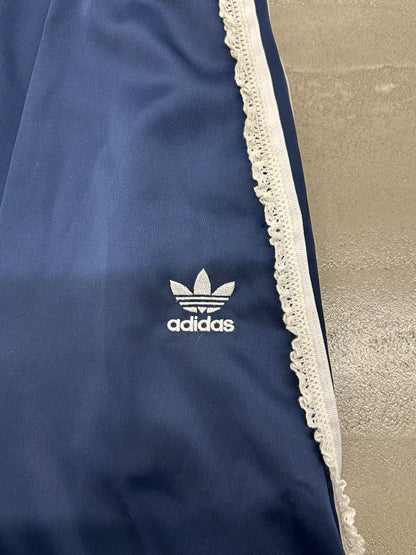 【USED】REMAKE adidas フレア ロングスカート　フレアスカート　脇レース　ネイビー　サイズM