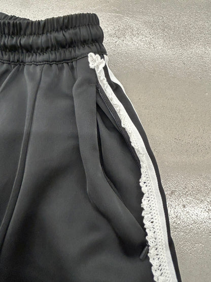 【USED】REMAKE adidas フレア ロングスカート　フレアスカート　脇レース　ブラック　サイズXS