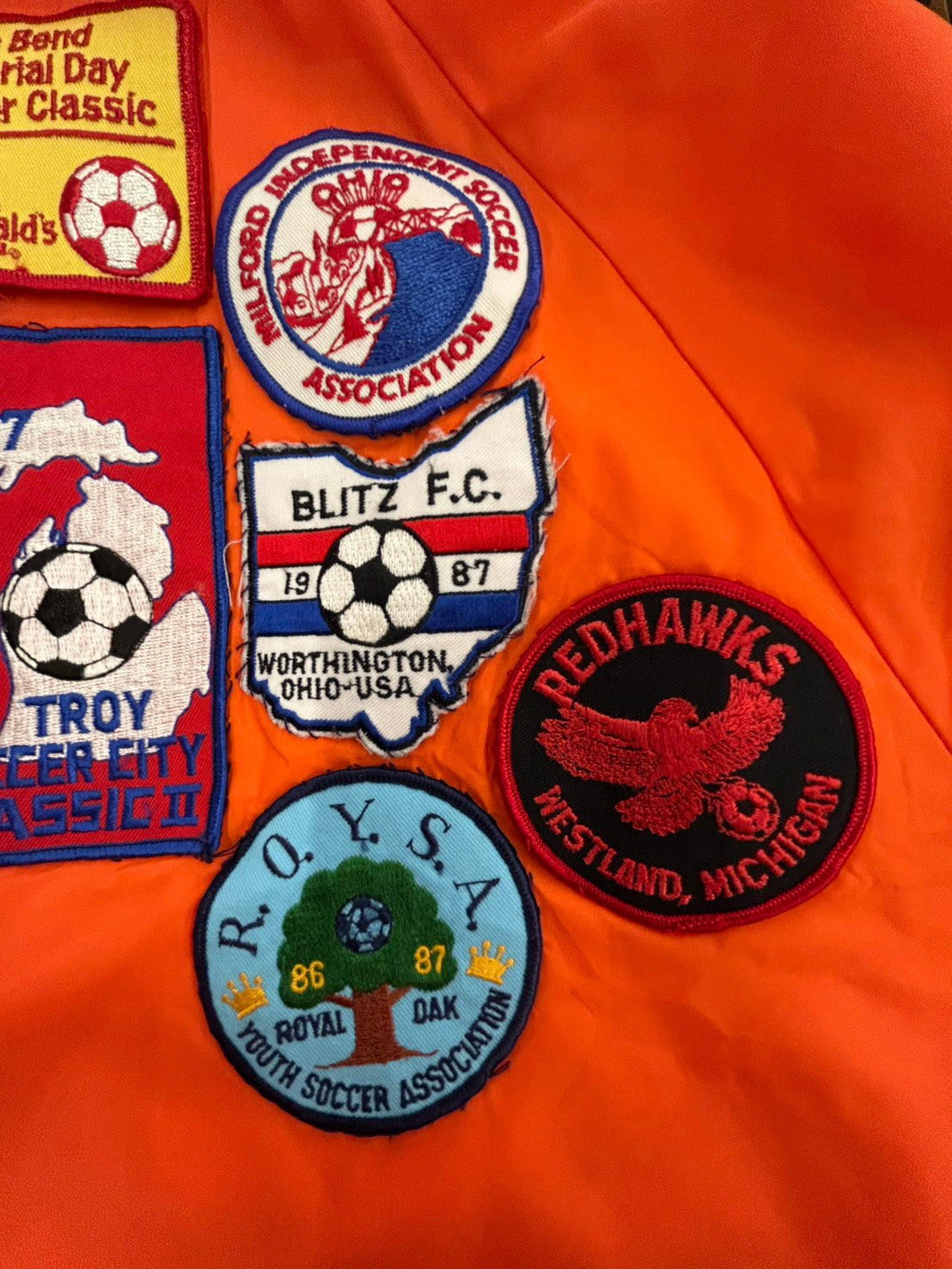 【USED】70～80's　King Louie PRO FIT　ワッペンナイロンブルゾン　LITTLE CAESARS PREMIER SOCCER LEAGUE　裏地付き