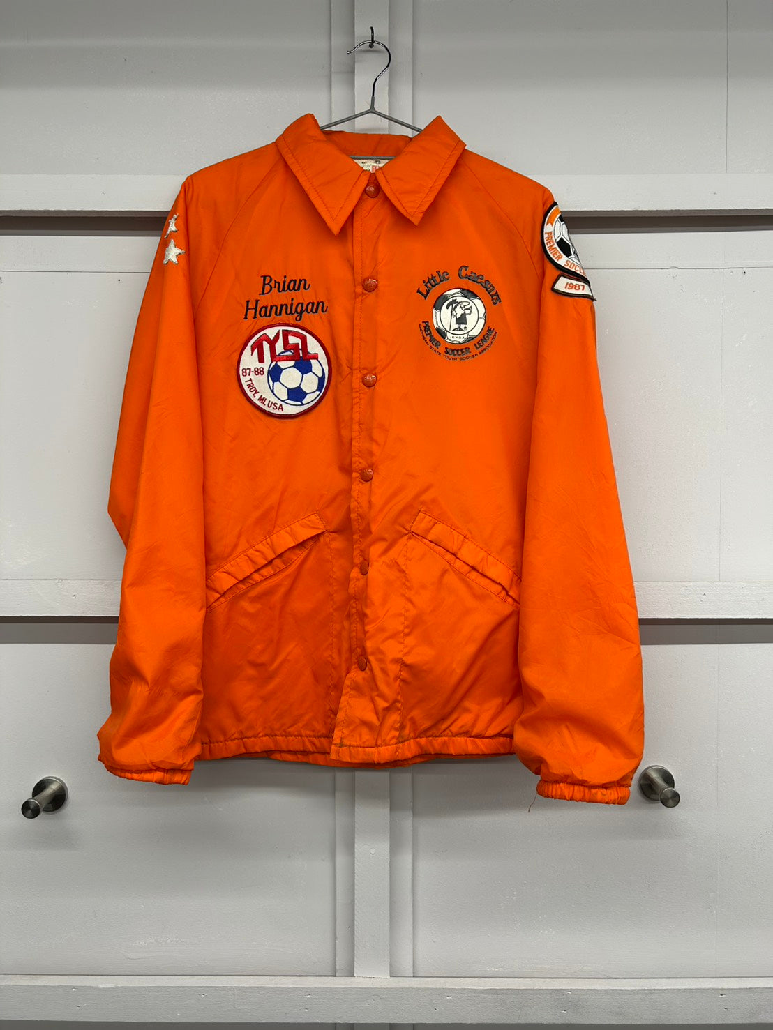 【USED】70～80's　King Louie PRO FIT　ワッペンナイロンブルゾン　LITTLE CAESARS PREMIER SOCCER LEAGUE　裏地付き