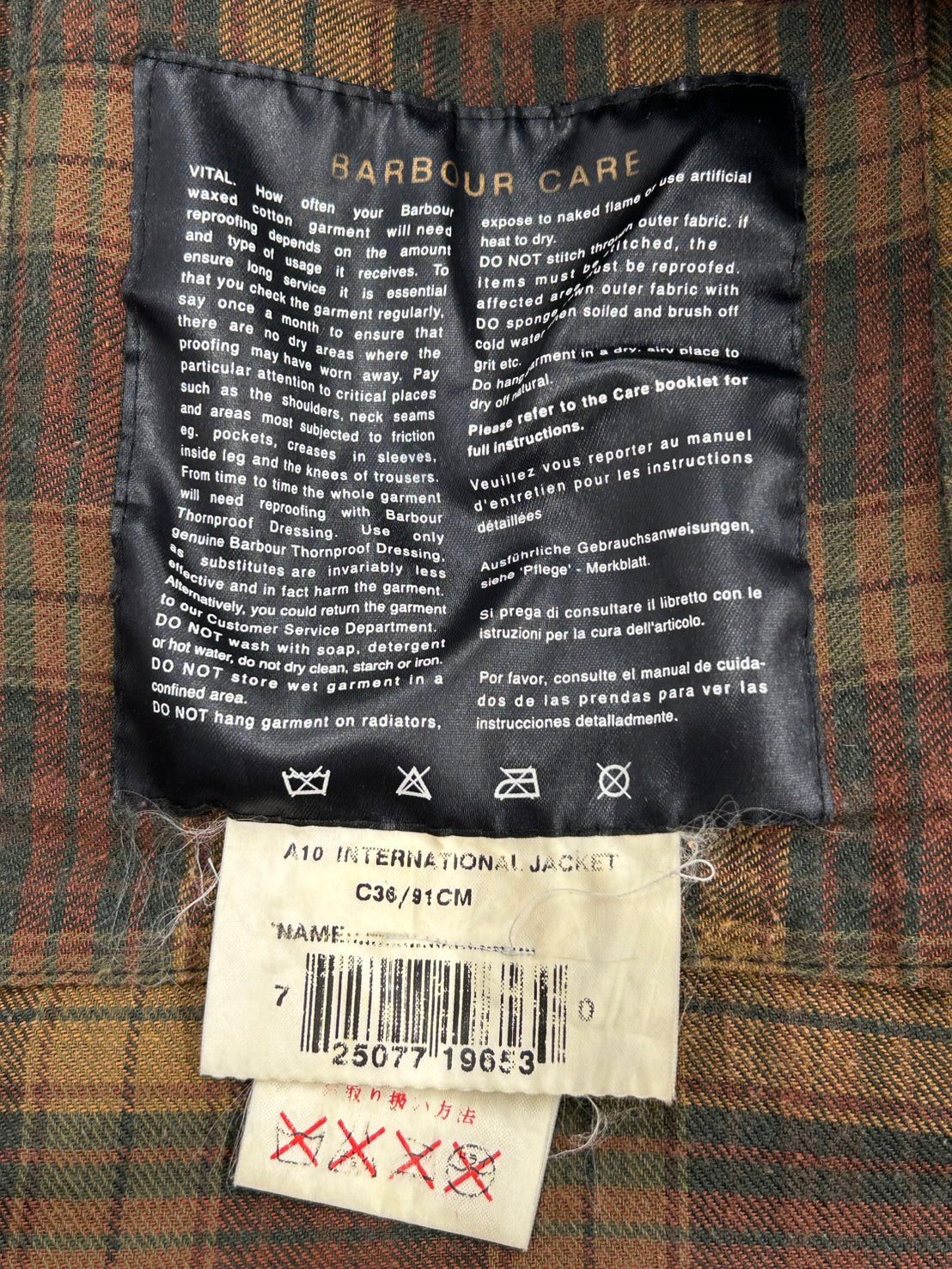 【USED】Barbour INTERNATIONAL バブアー インターナショナル オイルドジャケット ワックス　C36／91cm