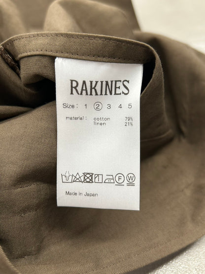 【新品未使用】RAKINES C/L Twill-French china blouson ラキネス コットンリネン ツイル フレンチ チャイナ ブラウス MADE IN JAPAN サイズ2 定価¥42,900