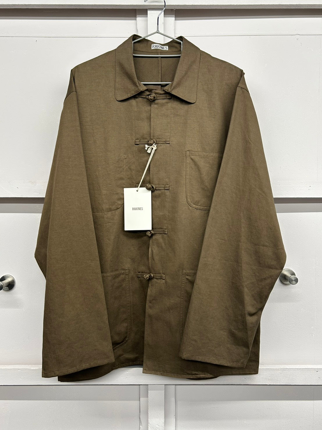 【新品未使用】RAKINES C/L Twill-French china blouson ラキネス コットンリネン ツイル フレンチ チャイナ ブラウス MADE IN JAPAN サイズ2 定価¥42,900
