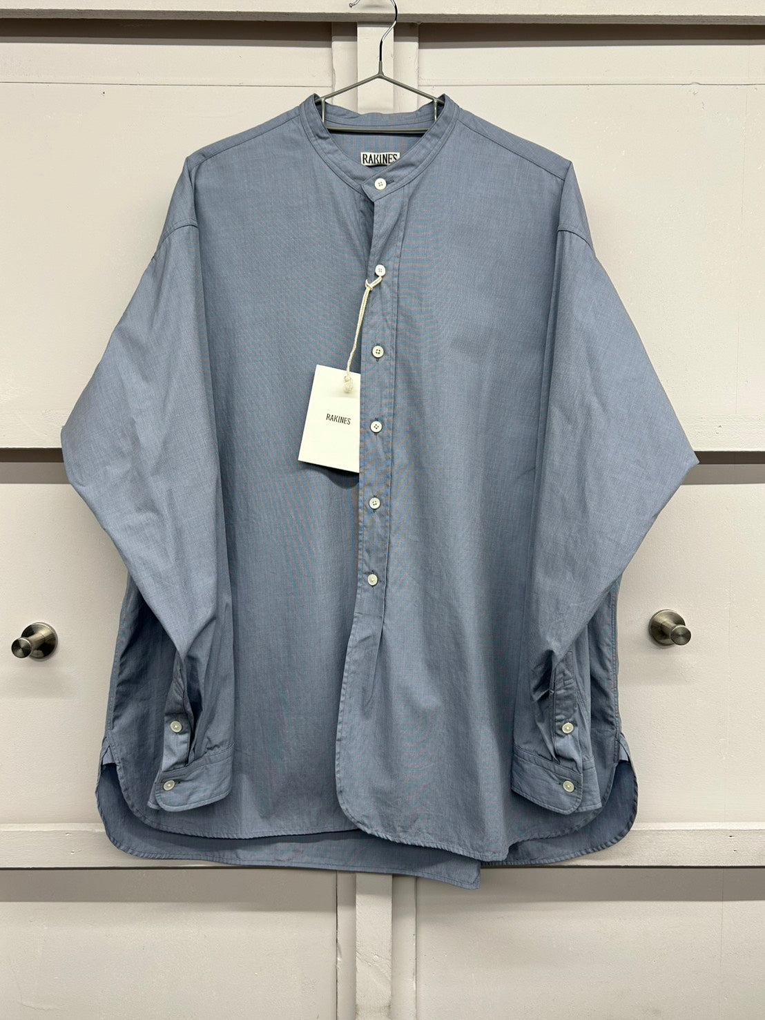 【新品未使用】RAKINES KJ poplin type3 / Band collar shirt ラキネス ポプリン タイプ3 バンドカラー シャツ MADE IN JAPAN サイズ2 定価¥31,900