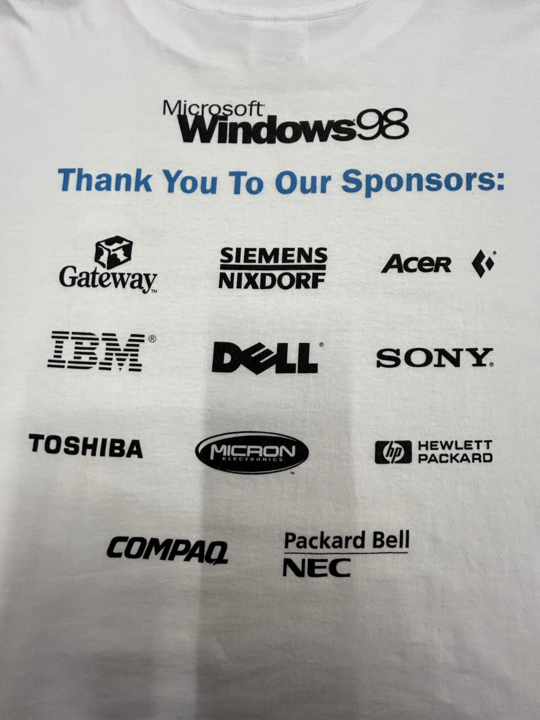 【USED】Microsoft Windows 98 Sponsors Tシャツ