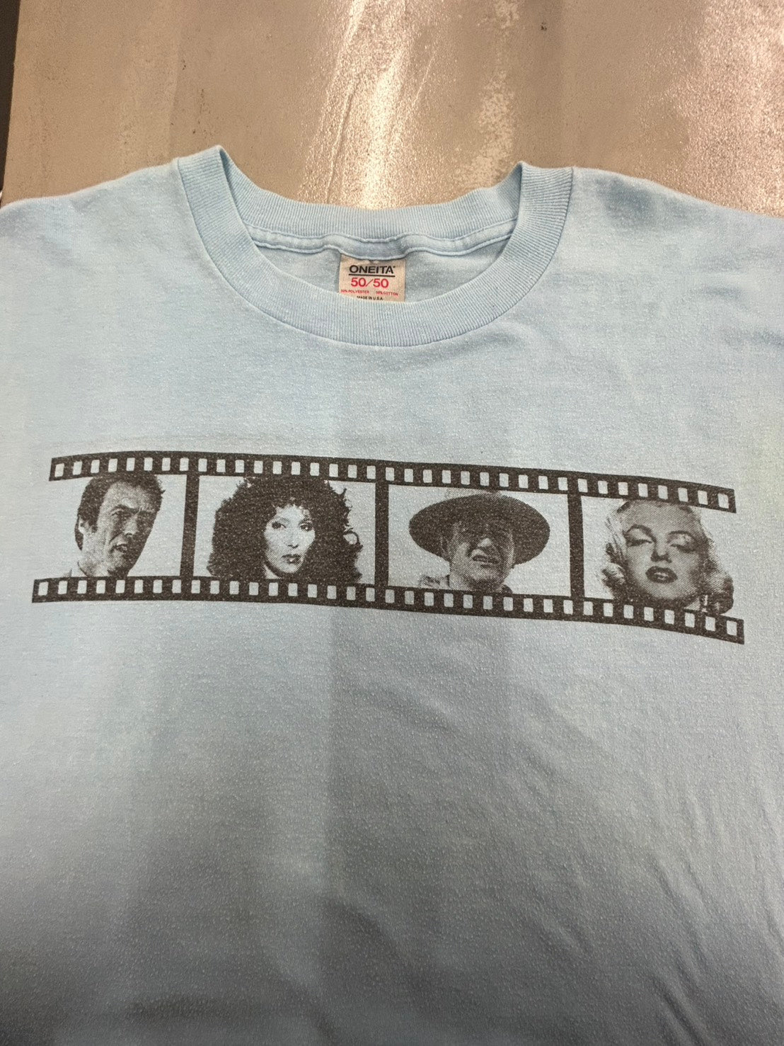 【USED】90s' WJZY（チャンネル46） Blue Film Tシャツ