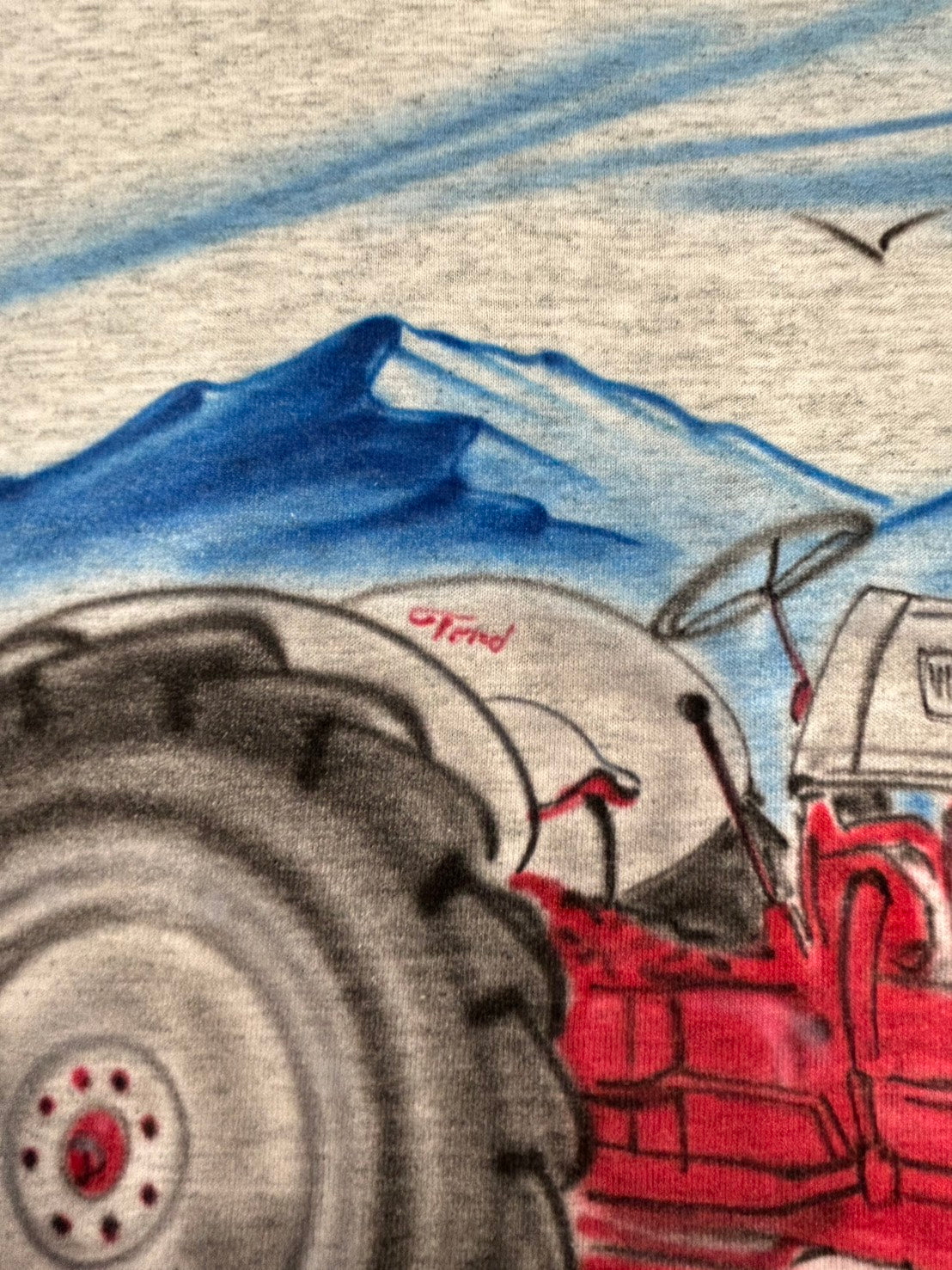 【USED】90s' 『Ford 8N』エアブラシアート Tシャツ