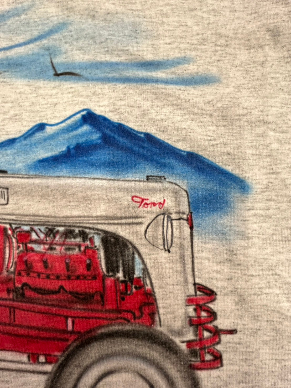 【USED】90s' 『Ford 8N』エアブラシアート Tシャツ