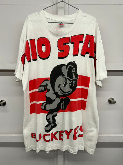 【USED】90s' OHIO STATE BUCKEYES カレッジ Tシャツ