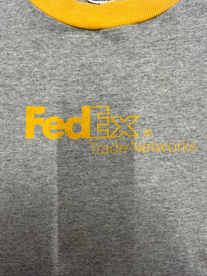 【USED】90s' FedEx Trade Networks リンガー（トリム）　Tシャツ