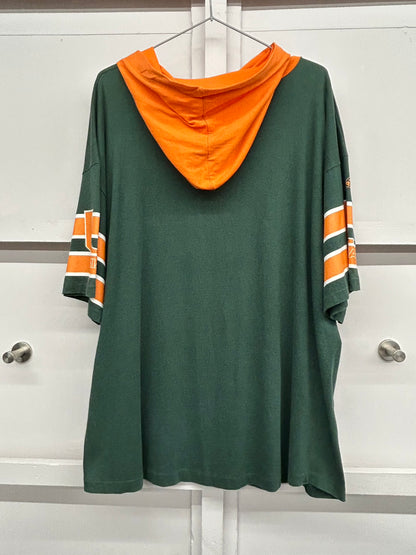 【USED】90s' University of MIAMI HURRICANES カレッジ フード付Tシャツ