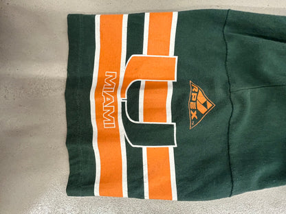 【USED】90s' University of MIAMI HURRICANES カレッジ フード付Tシャツ