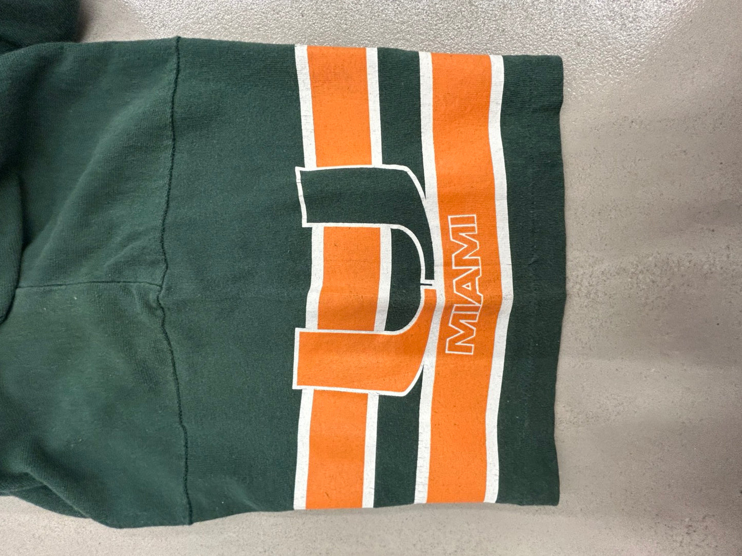 【USED】90s' University of MIAMI HURRICANES カレッジ フード付Tシャツ