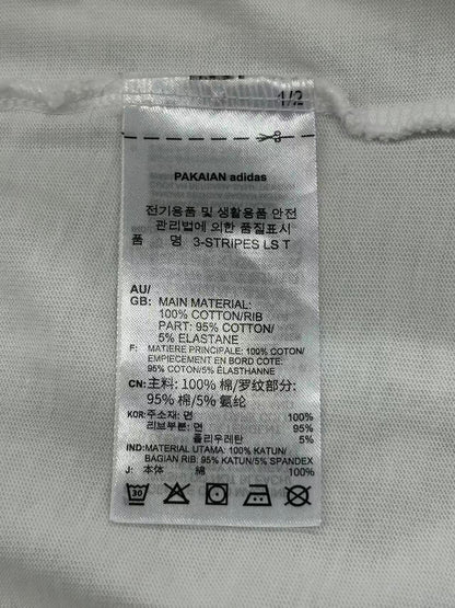 【USED】REMAKE adidas ラグラン ロングスリーブ Tシャツ　ロンT　袖レース　ホワイト　サイズM